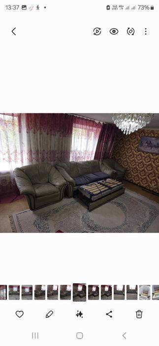 Продаётся натуральный кожаный диван с креслами