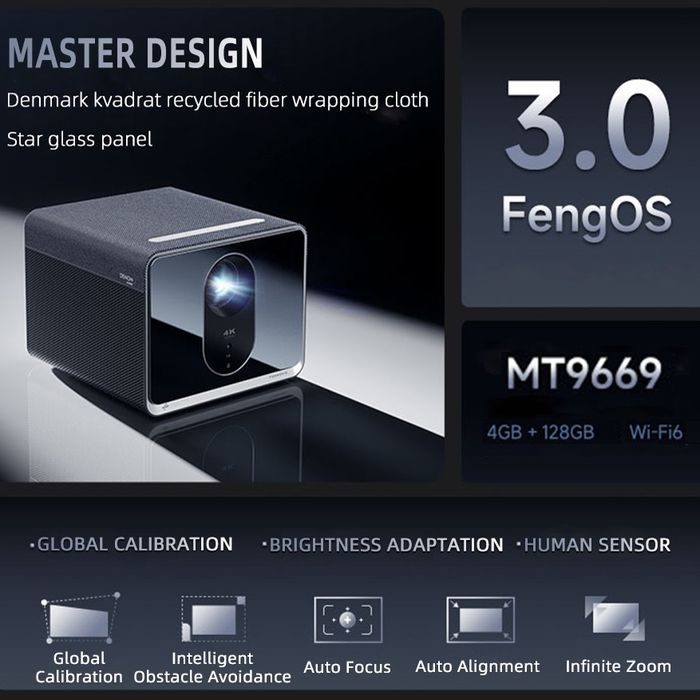 Проектор Formovie X5 кинотеатр дома или на улице до 1000" 4К 4500ansi