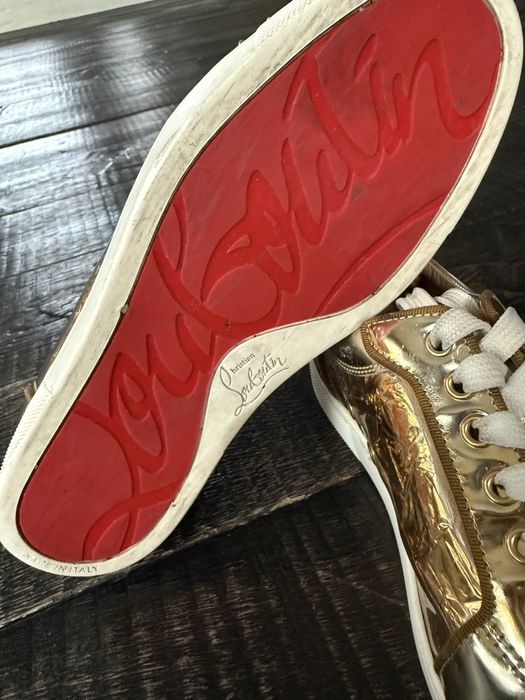 Patent leather trainers Christian Louboutin Gold