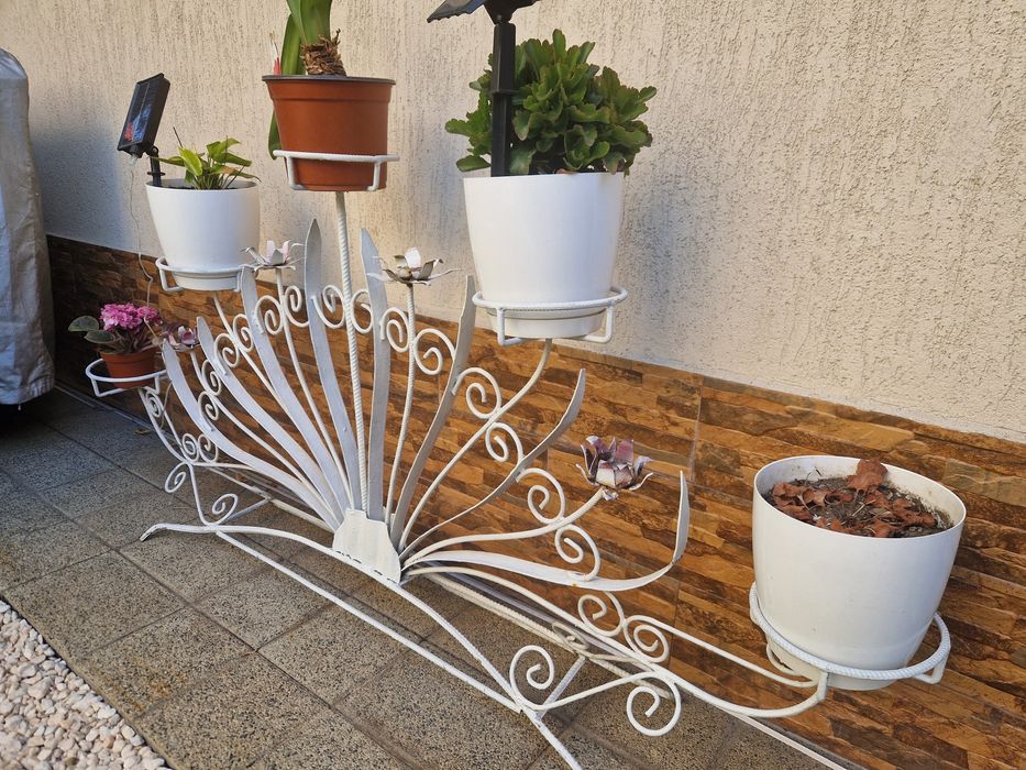 Suport din fier forjat pentru 5 ghivece cu flori!