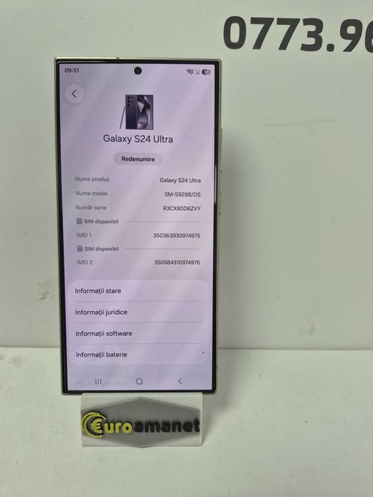 Telefon mobil Samsung Galaxy S24 Ultra, Dual SIM, 12GB RAM, -B-