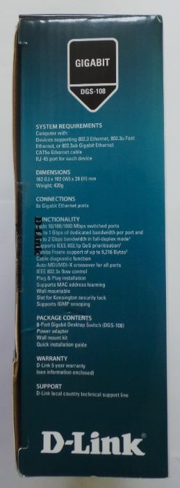Switch D-Link DGS-108, 8 porturi 10/100/1000 (NOU)