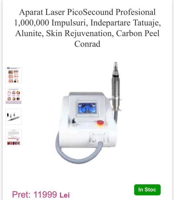 Laser Picolaser Indepartare Tatuaje Carbon Peel 1 milion Impulsuri