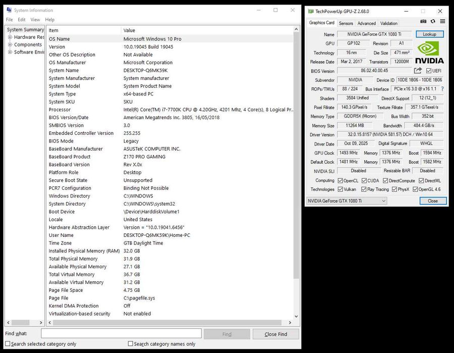 Vand desktop PC Gaming i7 - 32 Ram - SSD - GeForce GTX 1080 Ti 11GB DDR5, in stare excelenta