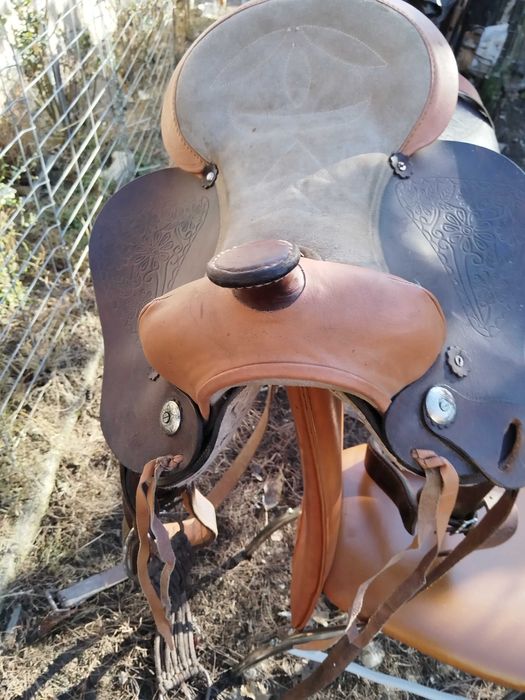 Șa călărie de piele originala model cowboy