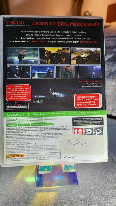 Metal Gear Solid 5 V Ground Zeroes Ps3 playstation 3