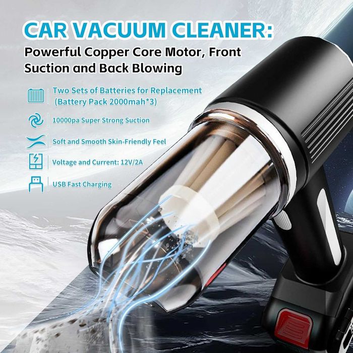 Многофункционална безжична прахосмукачка с въздушен компресор 2в1 А252