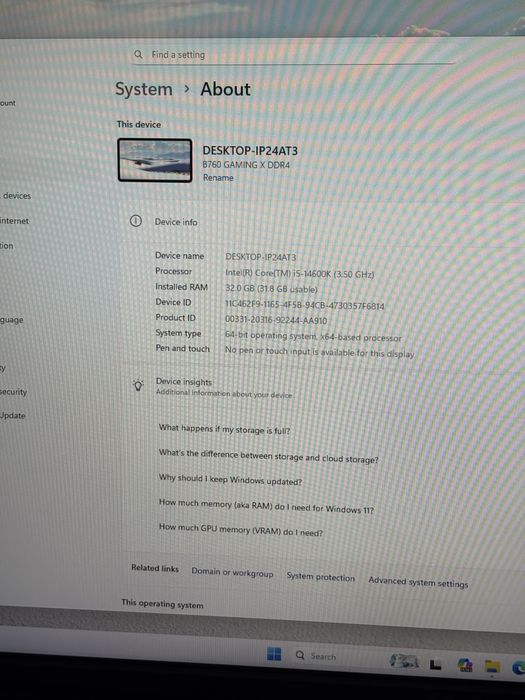 PC Intel I5 14600k RTX 5060 32 GB ram Nvidia Intel Nou