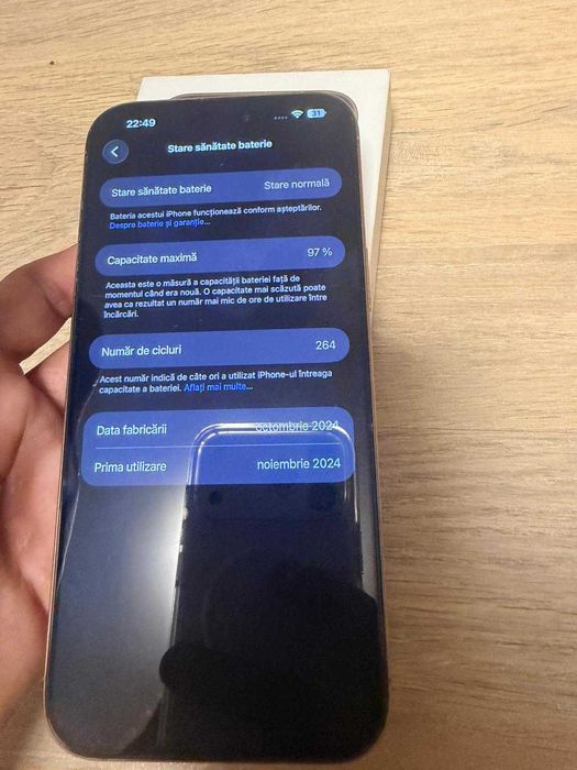 iPhone 16 Pro Max 256GB Desert Titanium – Ca Nou, Cutie, Factură, Baterie 97%
