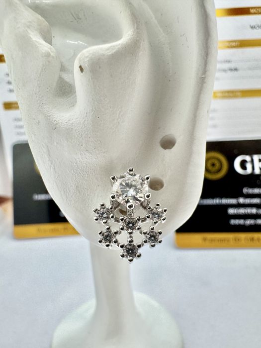 Сребърни обеци с мойсанит (Диамант) 0.5 карата