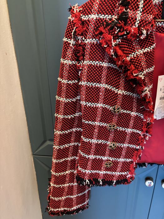 Sacou din tweed Zara S cu nasturi aurii