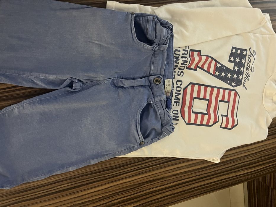 Дънкови къси панталони Zara + 2 блузи за момче на 10 г. (Отлично състояние)