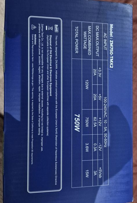 Sursa zalman TeraMax II 750W 80 PLUS Gold (ZM750-TMX2)