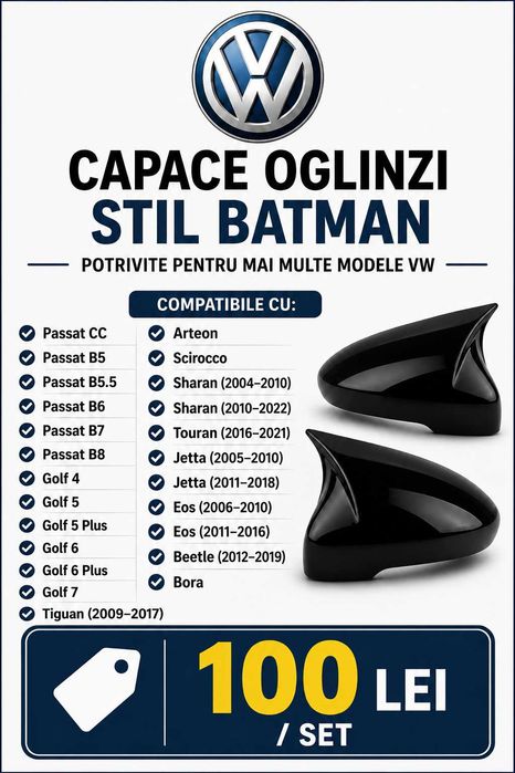 Capace oglinzi Batman Noi - STOC NOU PRET REDUS !! / Volkswagen Audi BMW Renault Skoda Opel Dacia
