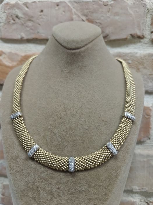 Lanț/ colier aur 14k43.3gr  cu diamante naturale (r)