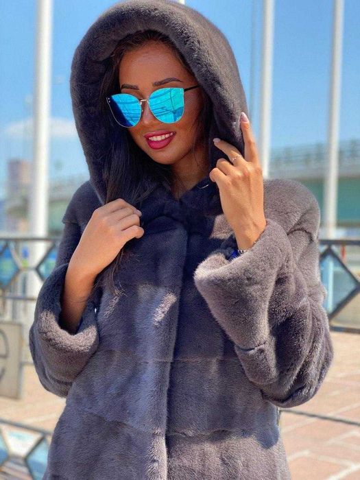 Haina blana vizon , Haină blană nurcă ,  Culoare Gri. m.S-L
