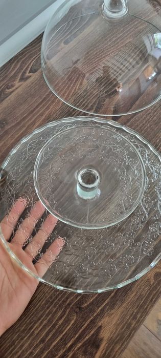 Стъклен поднос с капак/плато с капак на столче