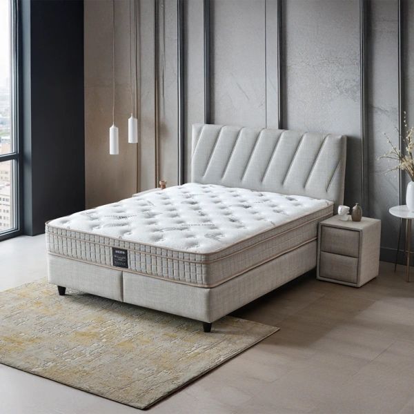 Тапицирана спалня с матрак SIESTA 160 x 200 - сив 02