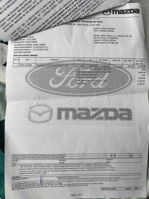 Ansamblu electroventilatoare - Cod LF4K-15-025E Mazda 6