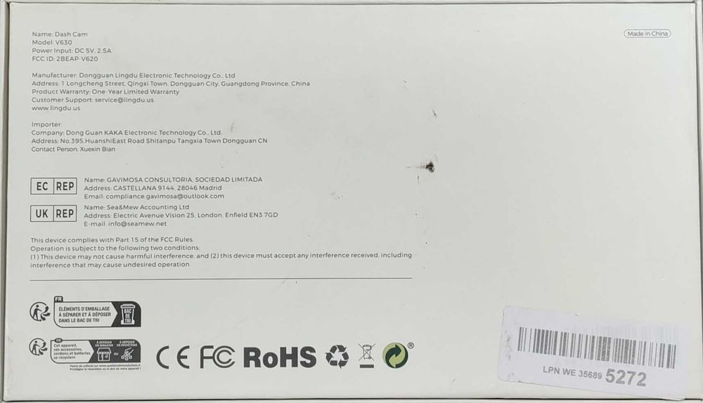 Camera auto LINGDU Dash Cam V630 [#10903#]