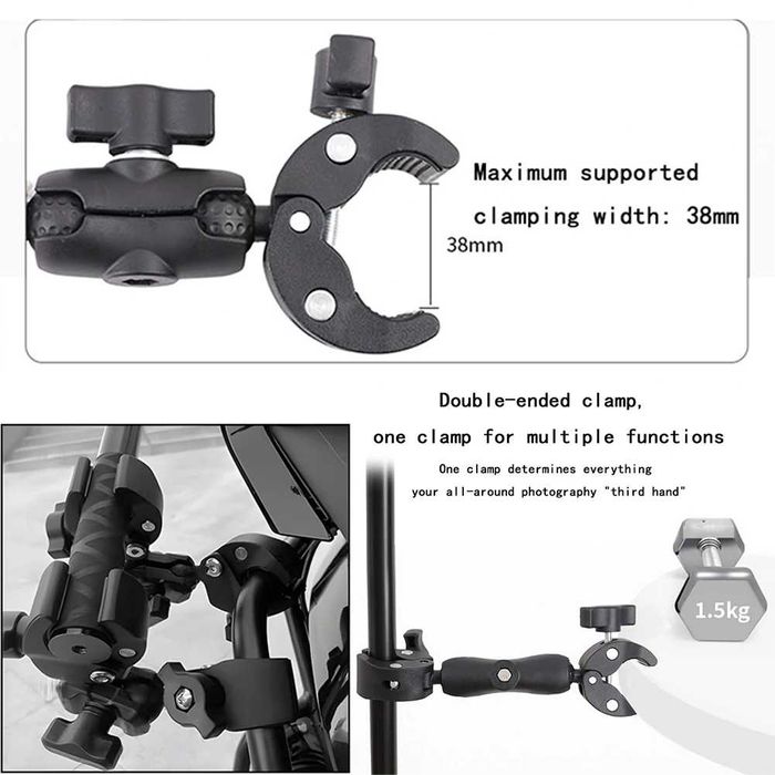 Kit prindere motocicleta selfie stick 2x clema dubla Insta360 X3 X4 X5