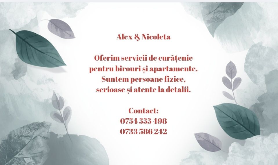 Ofer servici de curatenie birouri si aprtamnete