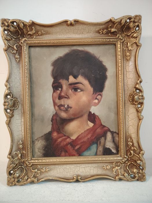 Ulei pe pânză o lucrare foarte veche încadrata într-o ramă din lemn ma