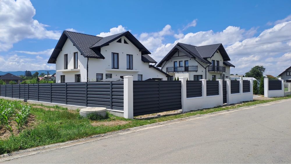 Gard din tabla T35 – model modern culoare antracit