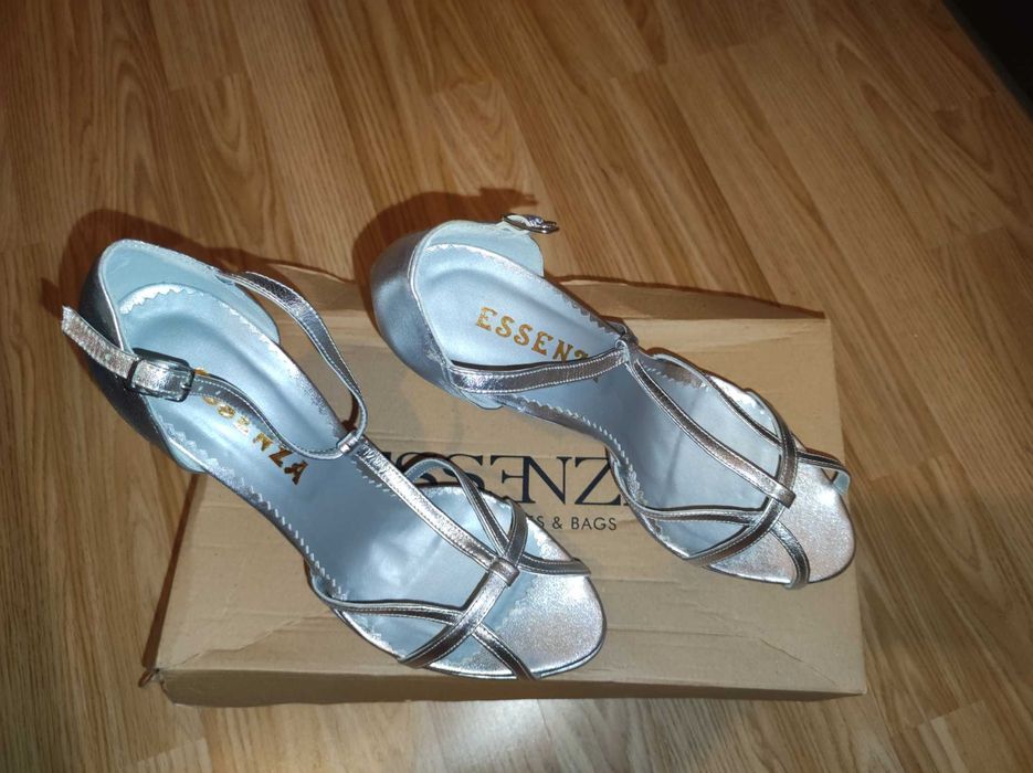 Sandale argintii piele naturala noi
