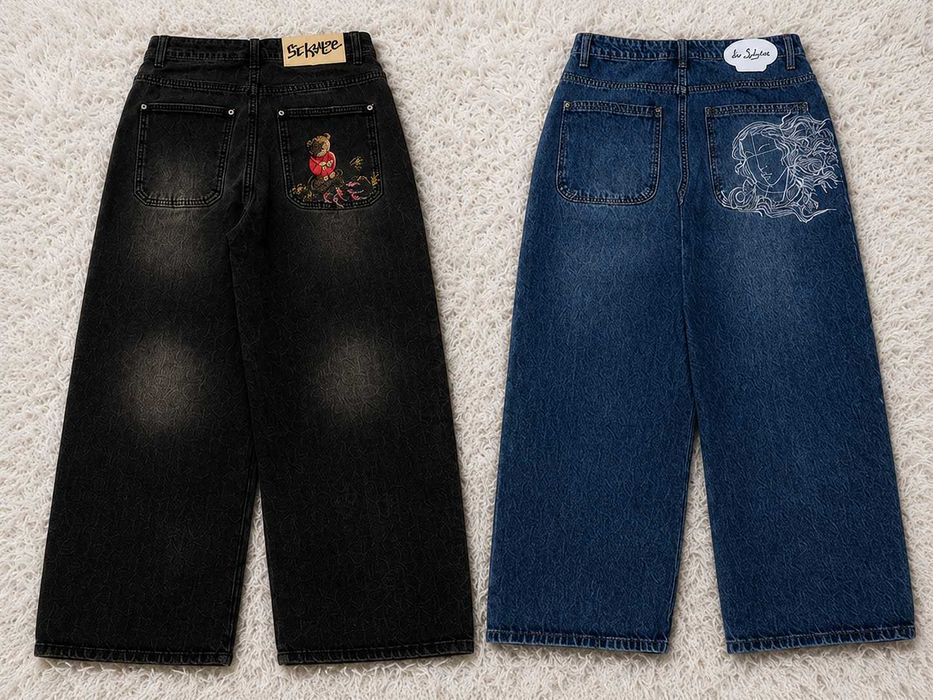 Blugi Derschutze – 2 Modele Negru și Albastru, W30