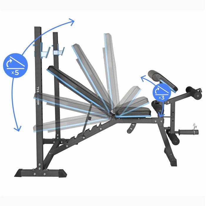 Bancă Fitness Multifuncțională cu Suport Haltere și Presă Picioare