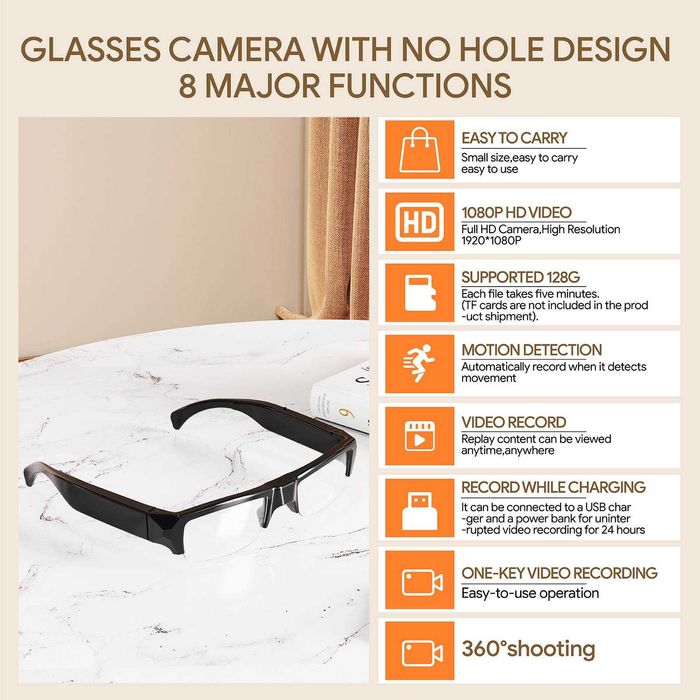 Очила със скрита камера Full HD 1080p / SK049 /