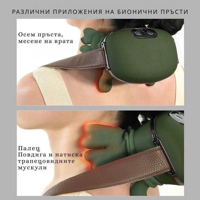 Масажор за врат и рамене с топлина, USB зареждане - 4D масаж