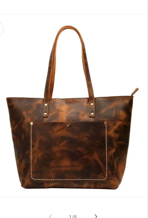 Сумка тоут, натуральная бычья кожа