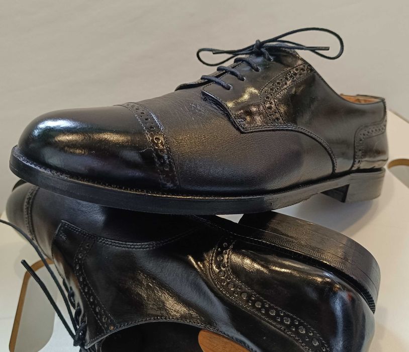 Pantofi derby 40 cap toe lucrati manual Ferradini piele naturala moale