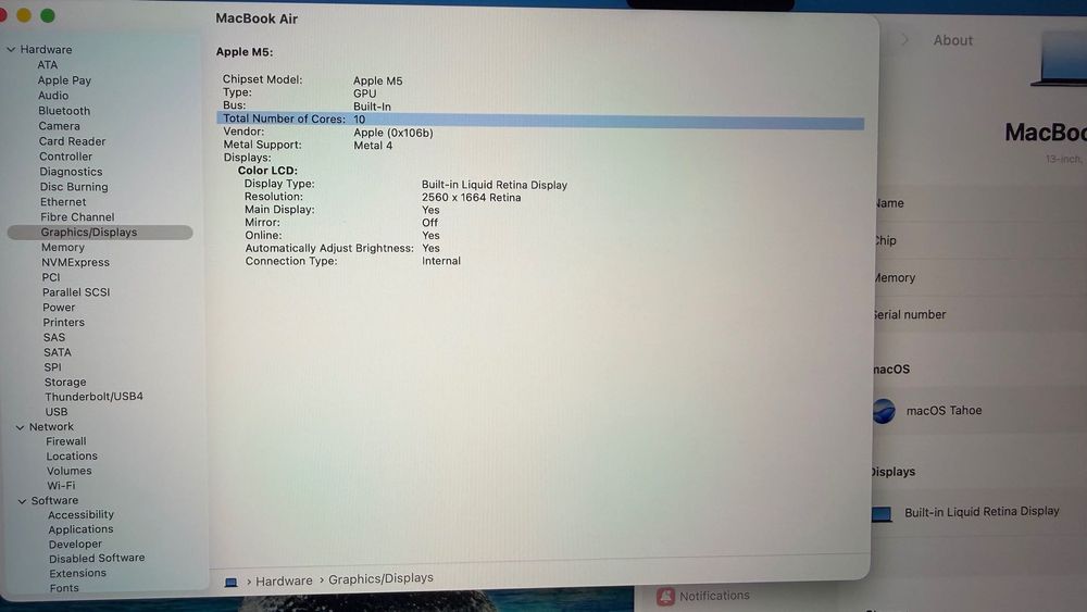 MacBook Air 13" M5 Chip 10-CPU, 10-GPU, 16GB RAM, 1TB SSD В ГАРАНЦИЯ ДО 6.04.2027г.