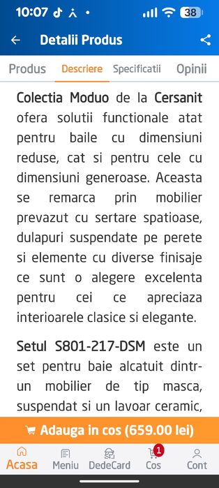 Set baie masca +lavoar ceramic Cersanit