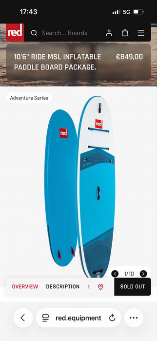 Paddle board SUP Red paddle co RIDE allround 10,6”