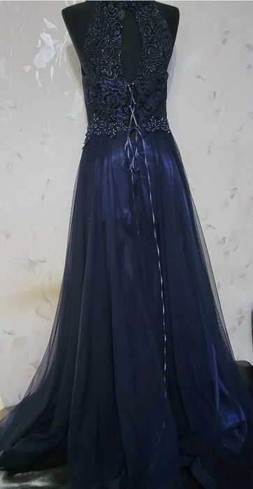 Дълга рокля цвят тъмно син