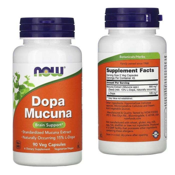 Dopa Mucuna от now. Допа Мукуна.90 капсул