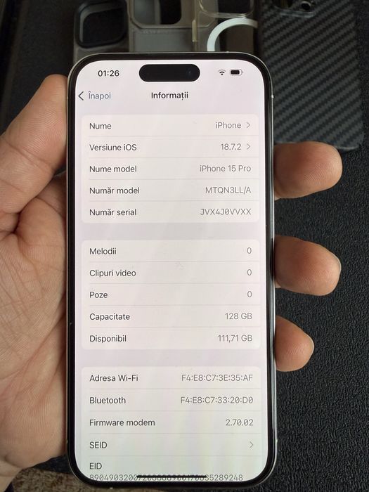 Iphone 15 Pro White Titanium 128 GB Doar eSIM