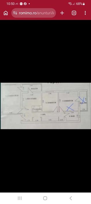 Apartament 3 camere /etaj 2/decomandat