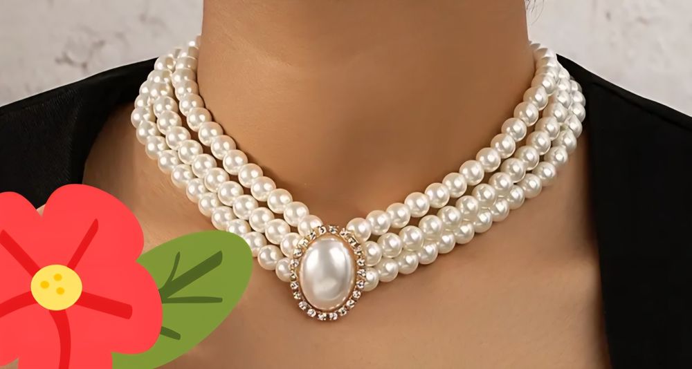 Colier perle albe