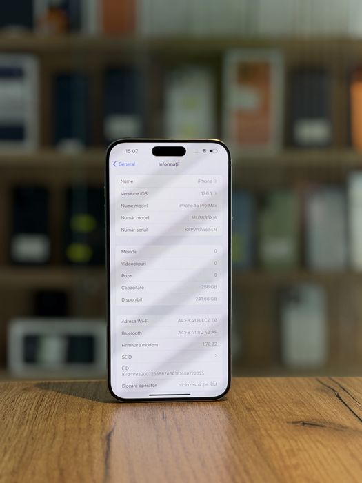 iPhone 15 PRO Max 256gb  White/Baterie88%/Garantie 12 luni @atsgsm.ro