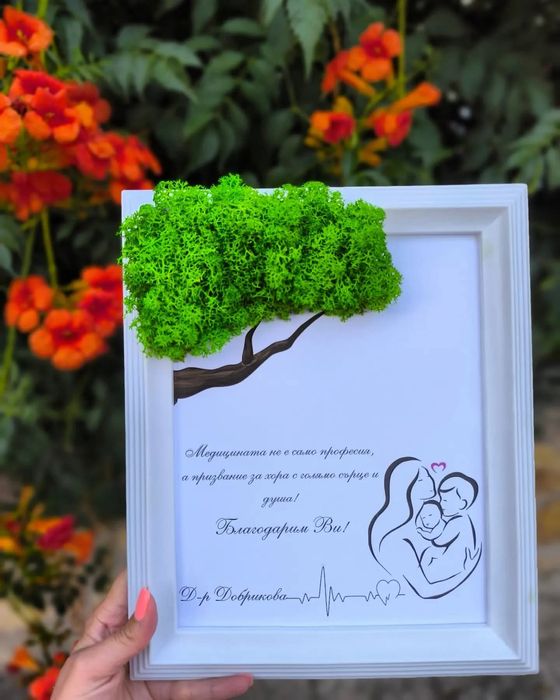 Изработване на картини със скандинавски мъх за всеки повод! Подарък