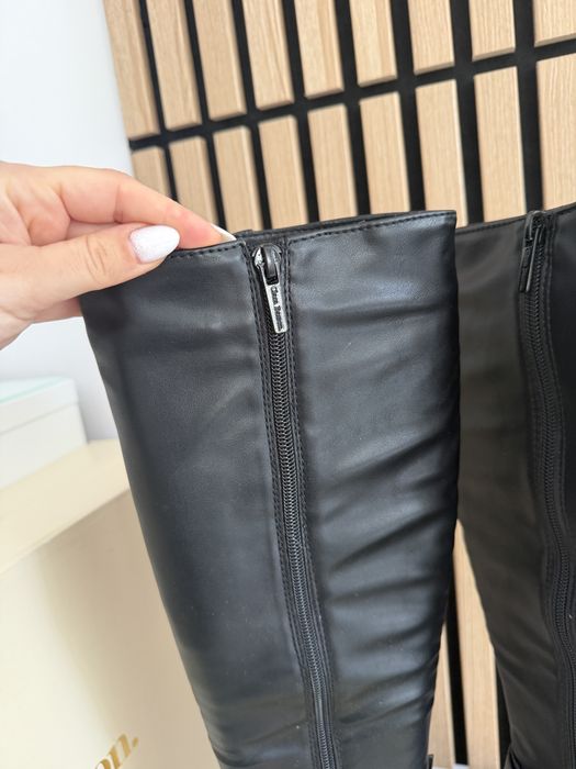 Cizme lungi negre cu toc gros Clara Barson marime 35
