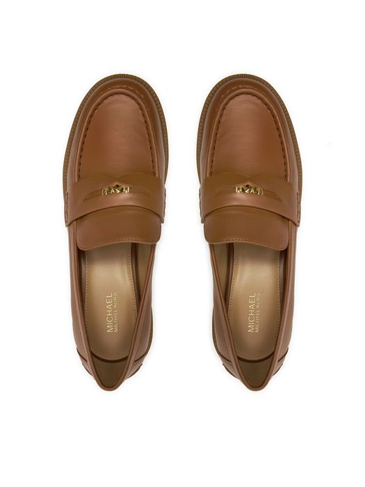 Michael Kors - Чисто нови кожени мокасини с лого, Карамел, 8