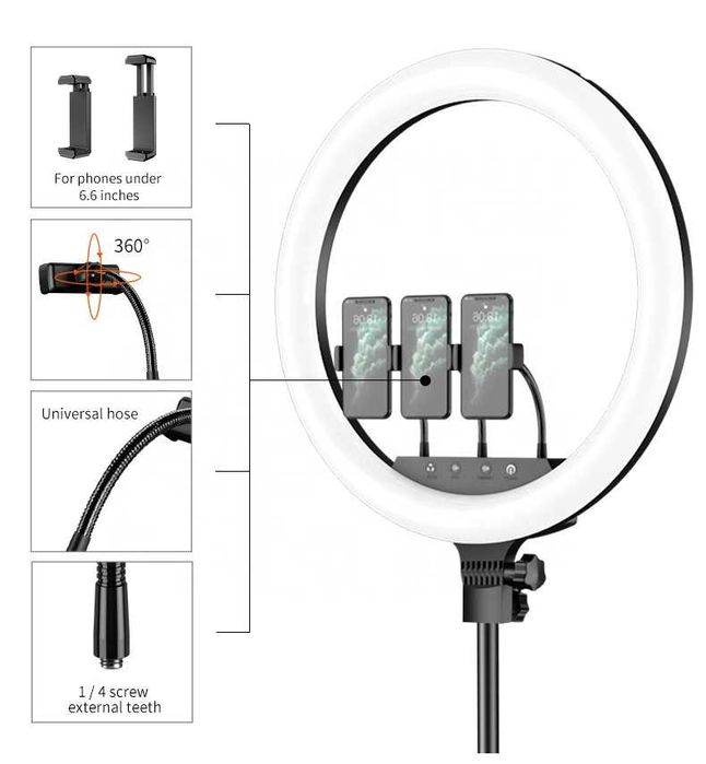 Ring Light 46cm, Lampa circulara LED pt-vlog, tik-tok, makeup