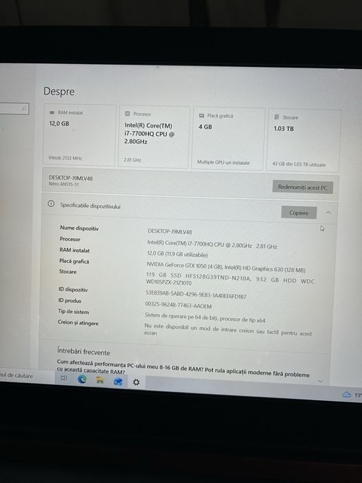 Laptop gaming | i7gen7 | gtx1050 4gb| 12gb ram ddr4