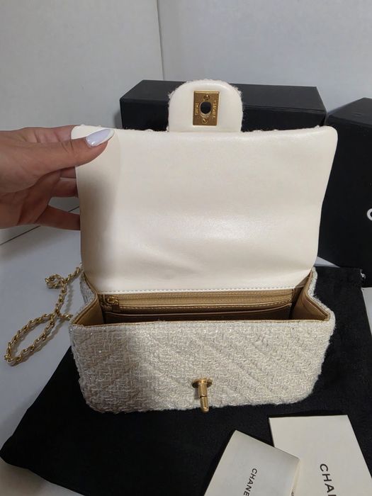 Дамска чанта Chanel Tweed Pearl Crush Flap Bag